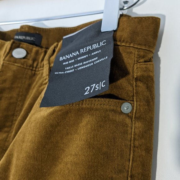 BNWT Banana Republic Mid Rise Skinny Ankle Cords Brown Tan Size 27 Short - Picture 4 of 10